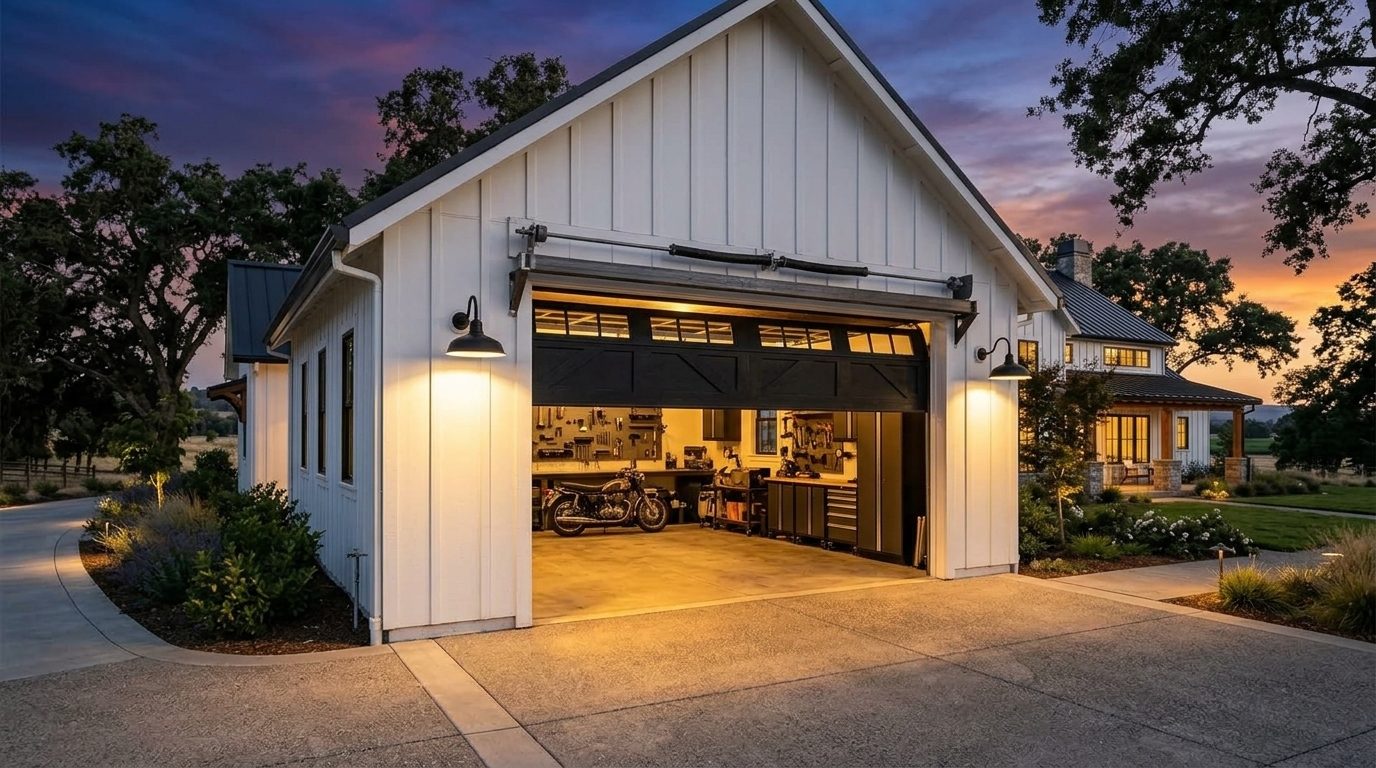 Foster Garage Door Service Garage Door Gliding Open Revealing Warm Illuminated Interior